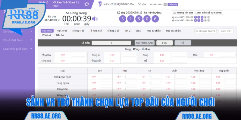 Sảnh VR trở thành chọn lựa top đầu của người chơi RR88